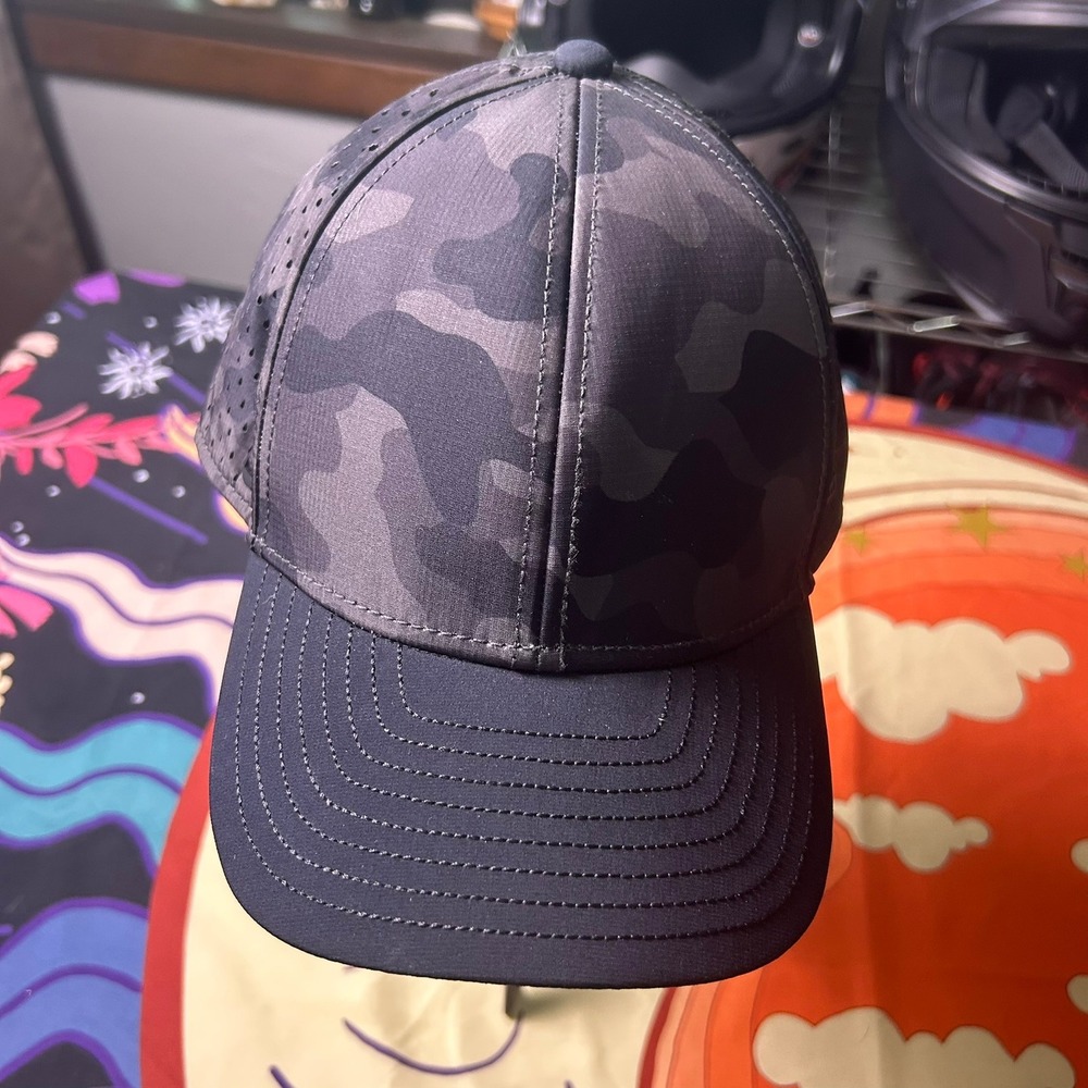 Melin A-Game Hydro Camo Snapback Hat Charcoal Gray Performance Baseball Cap